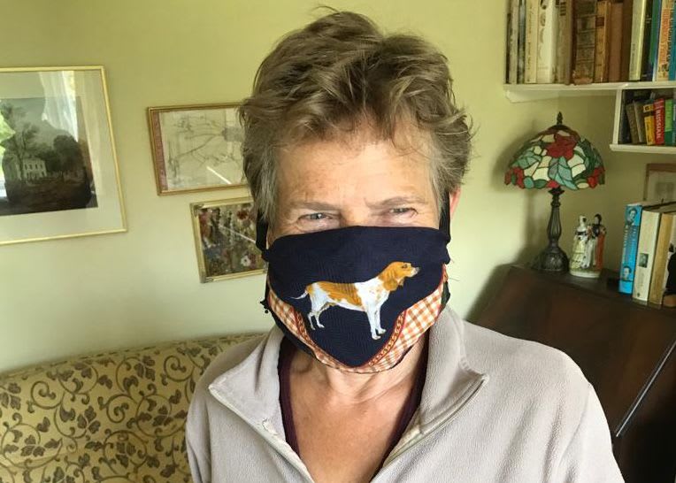 woman wearing handmade face mask